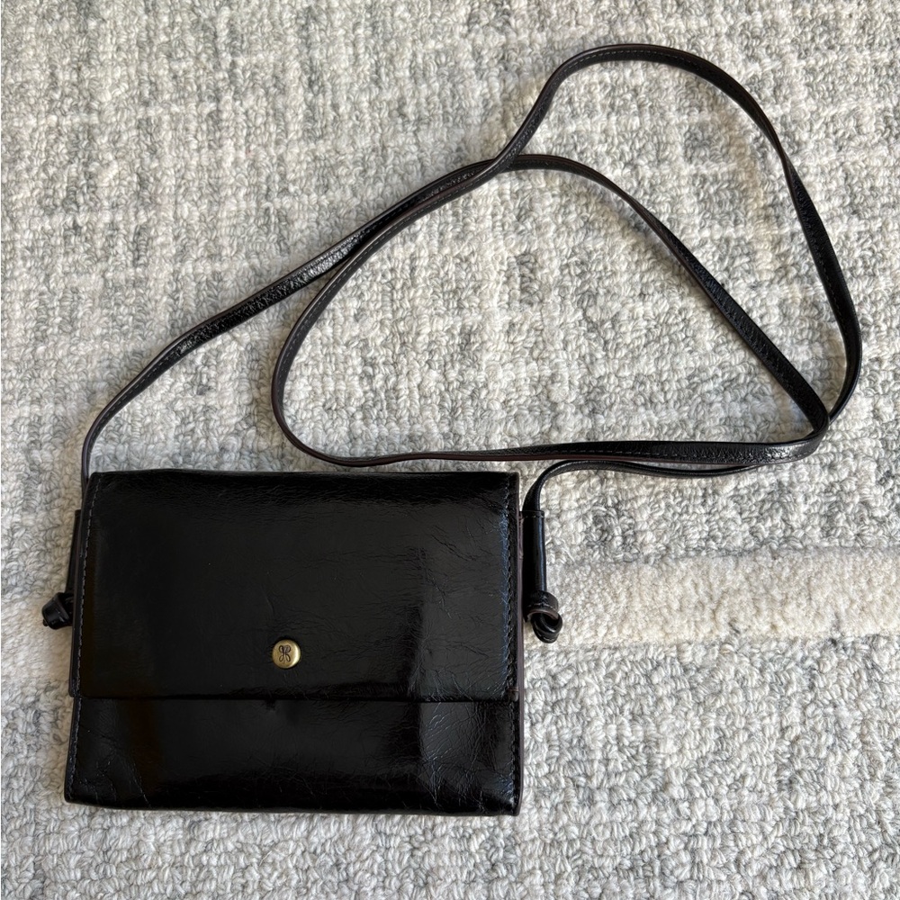 Hobo Elegant Black Leather Crossbody Bag
